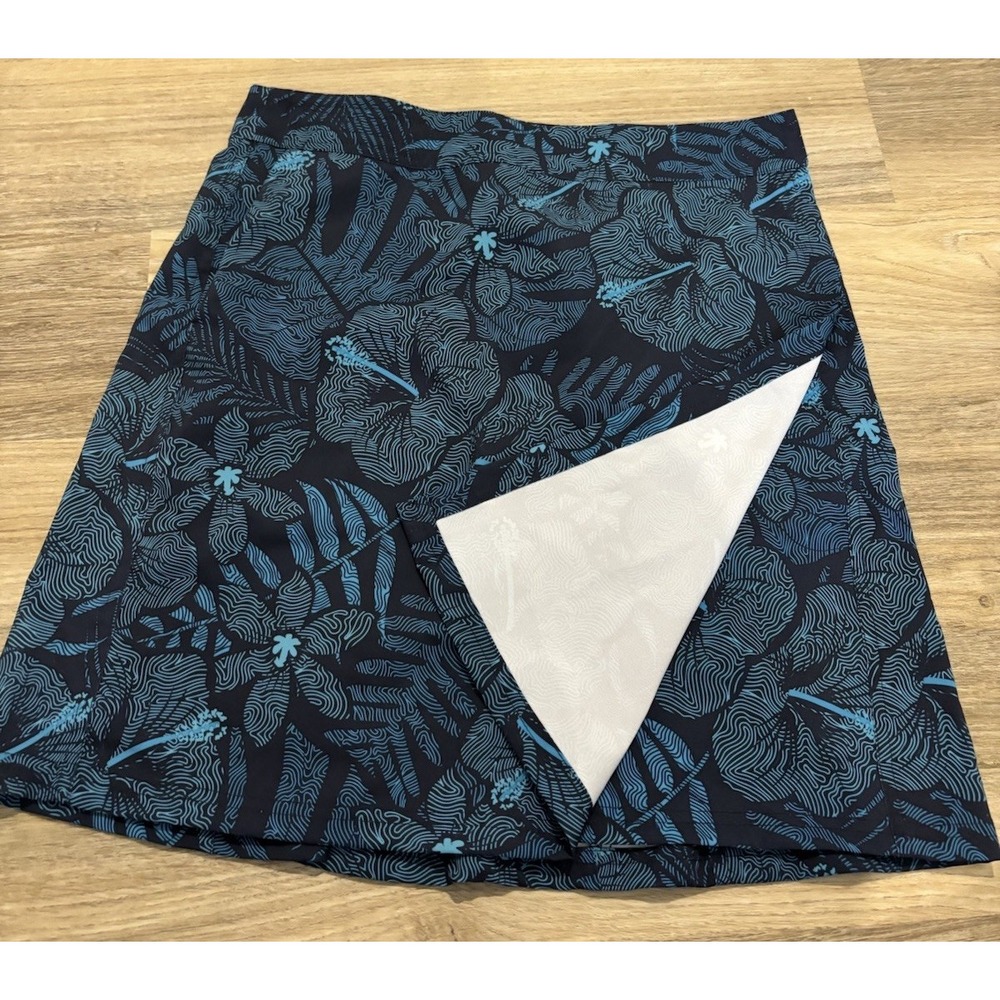 RIP SKIRT Hawaii Hibiscus Floral Print True Wrap Casual Skirt Medium Blue